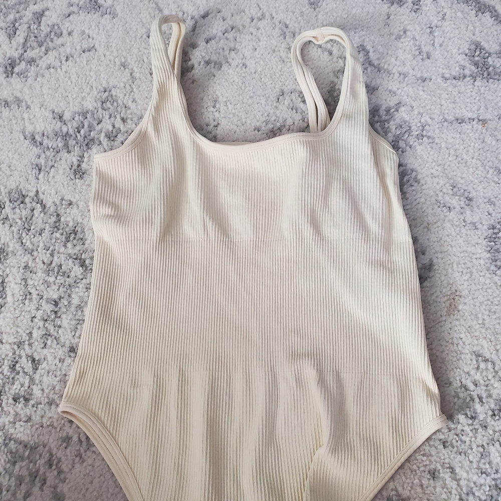 OQQ Cream Ribbed Bodysuit - Picture 5 of 6